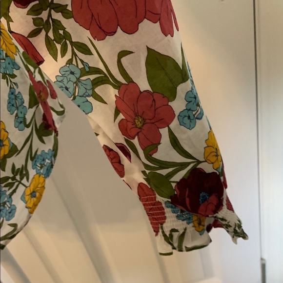 Talbots Red and Green Buttoned Mandarin Collar Blouse - Picture 4 of 9